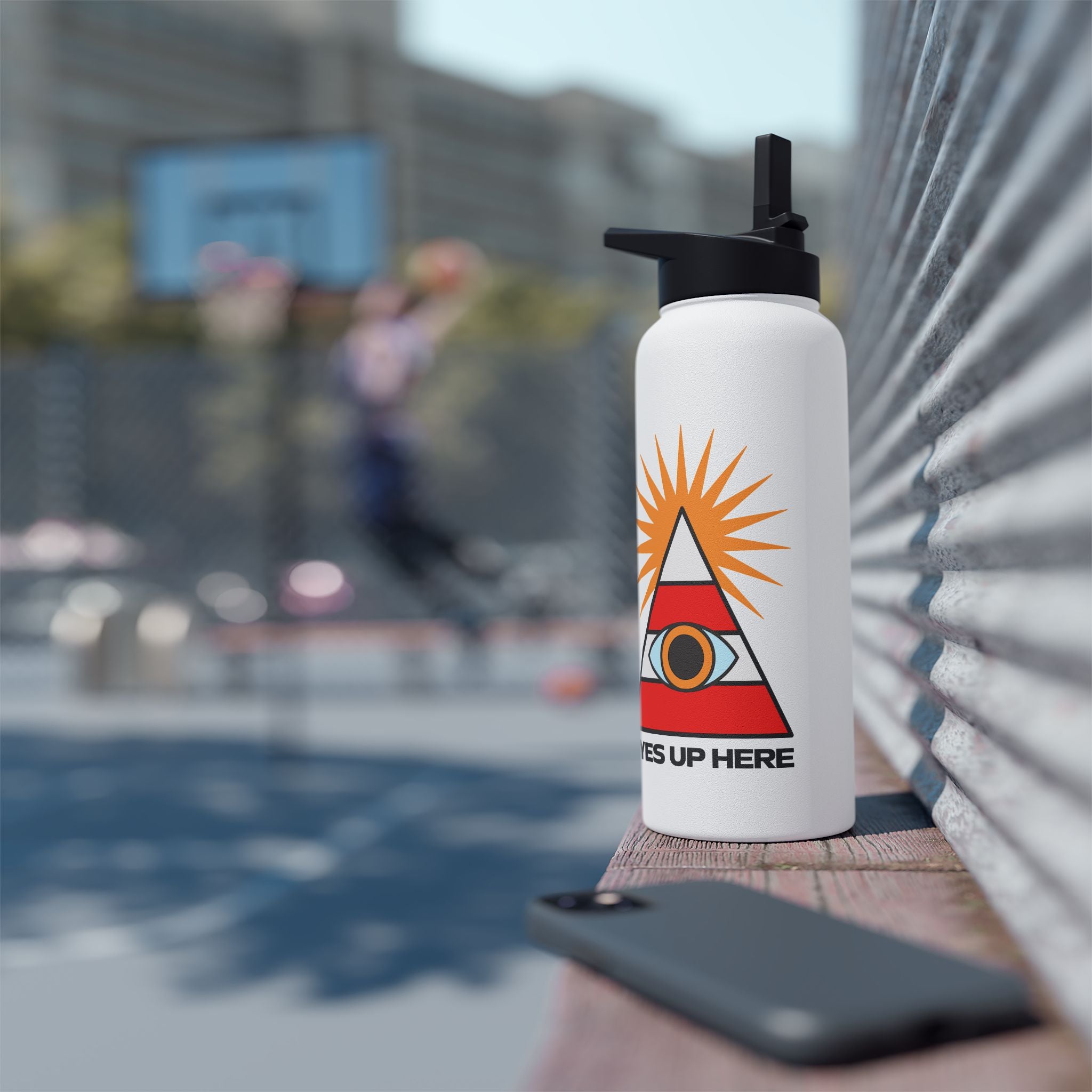 Eyes Up Here Water Bottle